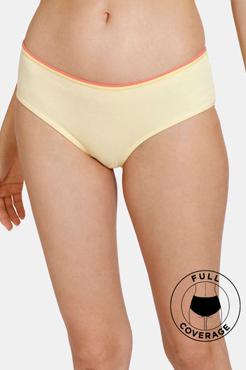 Buy Zivame Desi Kitsch Medium Rise Full Coverage Hipster Panty - Mellow Yellow